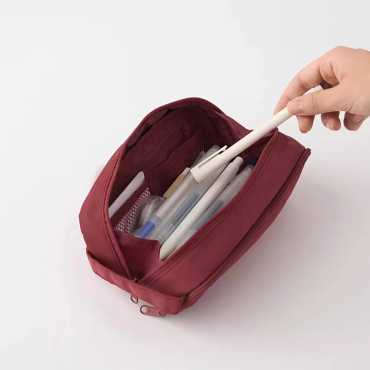 sac à cosmétiques double couche en nylon, organisateur de maquillage de voyage, trousse de toilette de grande capacité, trousse à crayons multifonction, porte-pinceaux