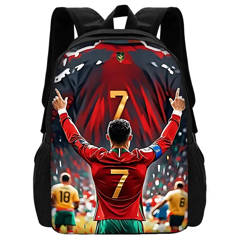 sac à dos d'école pour enfants football star avec sacs à déjeuner r-ronaldos, trousses à crayons, sacs d'école c-cr7 pour garçons et filles, meilleur cadeau