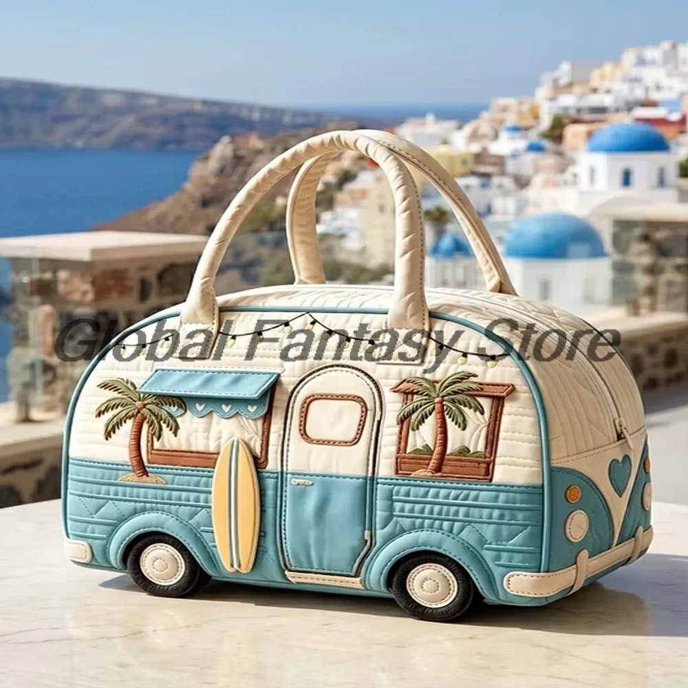 sac de voyage matelassé hawaii camper van, sac de plage, sac de surf et sac fourre-tout à motif palmiers, sac de week-end pour femme et homme, sac de voyage en plein air