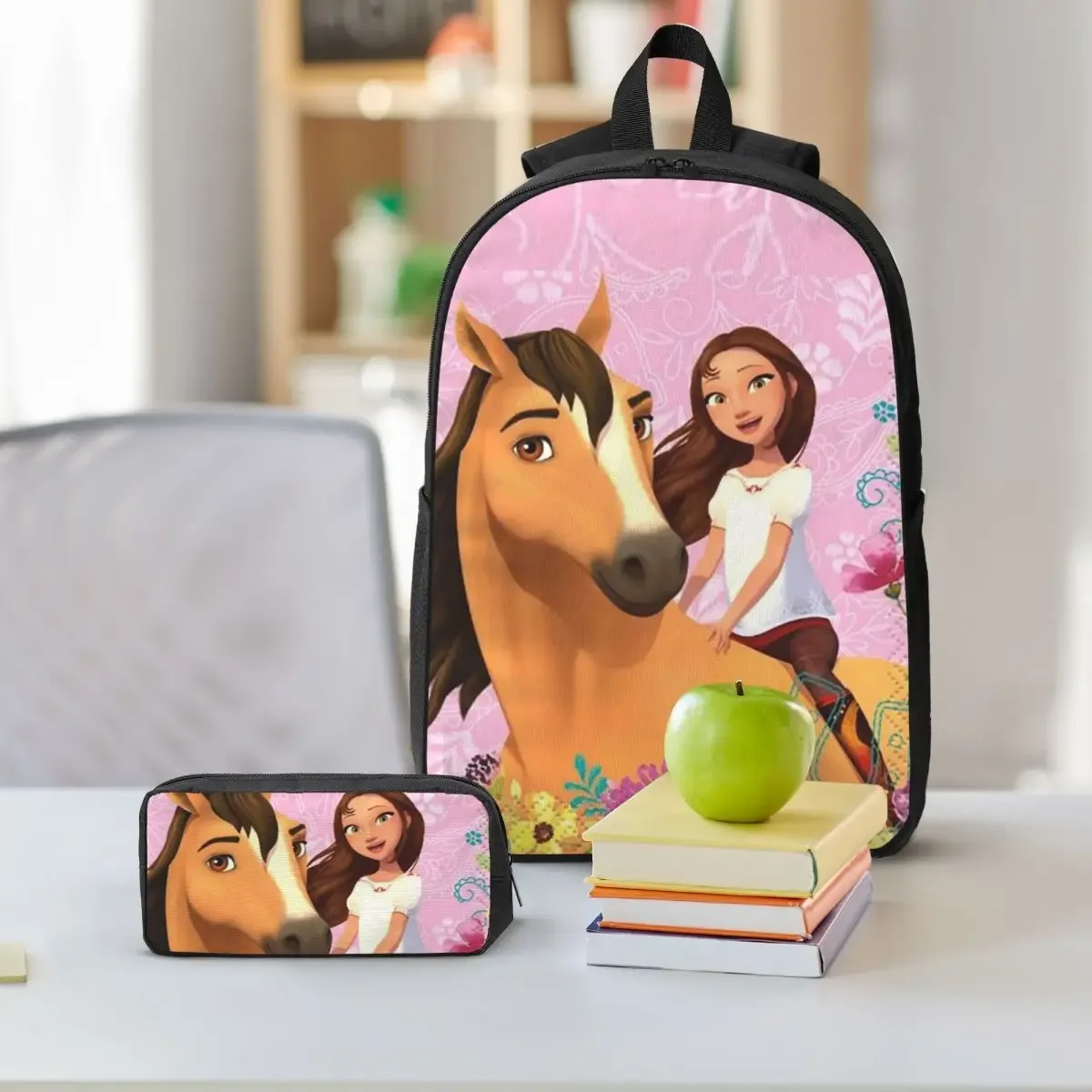 sac à dos spirit riding free, sac à livres pour étudiants, sac d'école, sacs à bandoulière pour ordinateur, 3 sacs à déjeuner isothermes, trousse à crayons