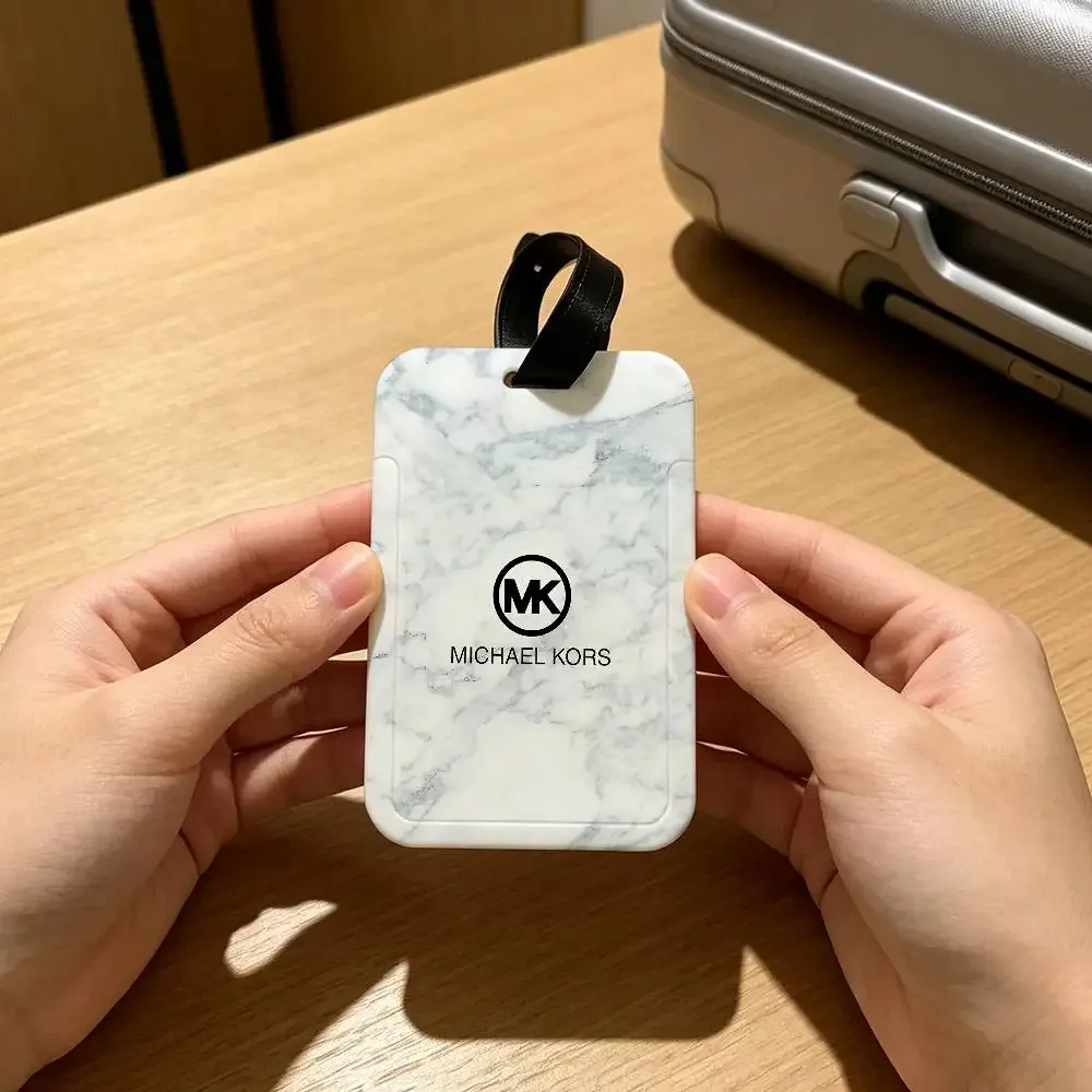 m-michaels-fashion-kors étiquette de bagage en pvc anti-perte avec porte-carte d'informations pour les voyageurs, utilisation quotidienne en extérieur