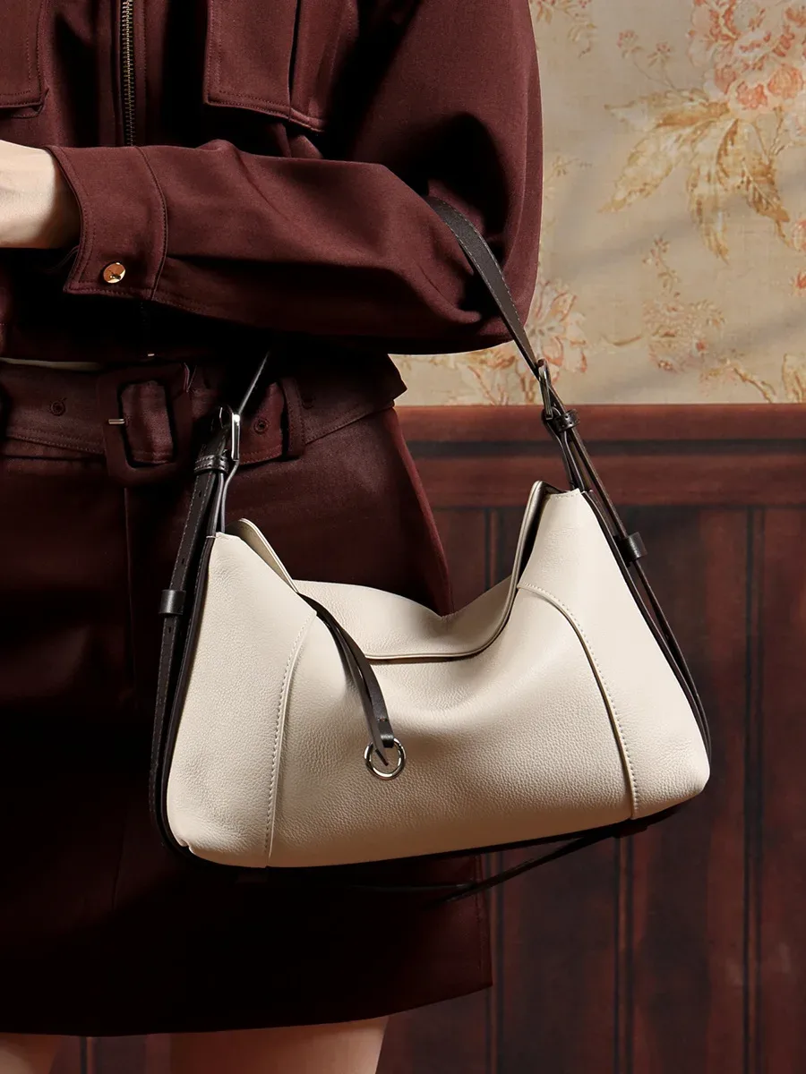 sac en cuir souple blanc yanatari, sac en cuir véritable, grande capacité, sac bandoulière minimaliste, sac à main de luxe pour femmes
