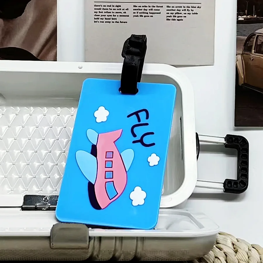 étiquette de bagage en pvc pour avion, 1 pièce, accessoires de voyage, carte d'identité pour étudiants, garçons et filles