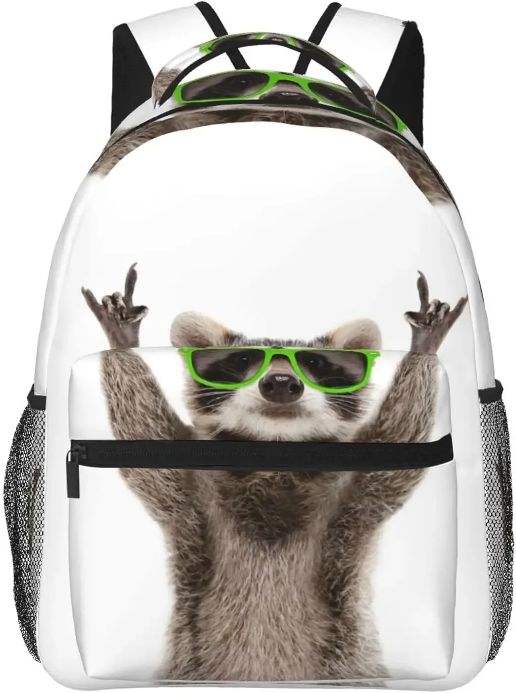 sac à dos drôle vert raton laveur avec poches, sac à dos pour ordinateur portable, sac à dos pour le travail, les affaires et les voyages, sac à dos décontracté