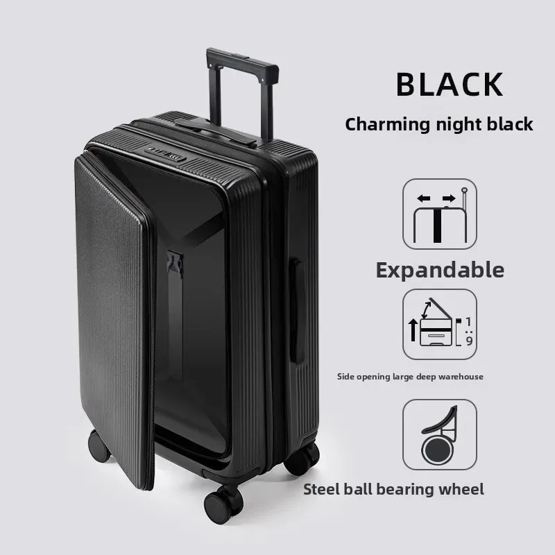 klqdzms bagage extensible abs + pc valise d'embarquement 20 "22" 24 "26" 28 pouces bagage de grande capacité valise de voyage à main pour femme