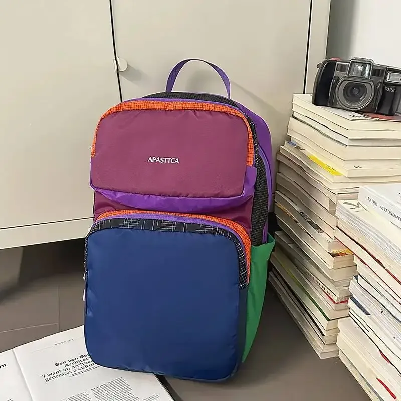 sac à dos de voyage en plein air, mode patchwork écologique, blocage de couleur, polyvalent, ultra-léger, sacs à bandoulière dopamine, nouvelle collection 2025