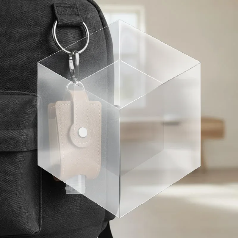porte-désinfectant pour les mains en cuir pu avec porte-clés en métal, flacon vide rechargeable, s'adapte à la pochette, au sac à dos, aux clés