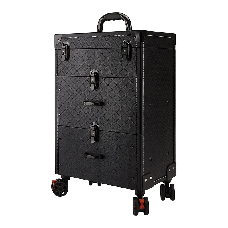 valise professionnelle pour ongles, organisateur de maquillage, kit de tatouage et d'art des ongles, valise de maquillage à roulettes universelles, boîte de maquillage multi-couches de grande capacité