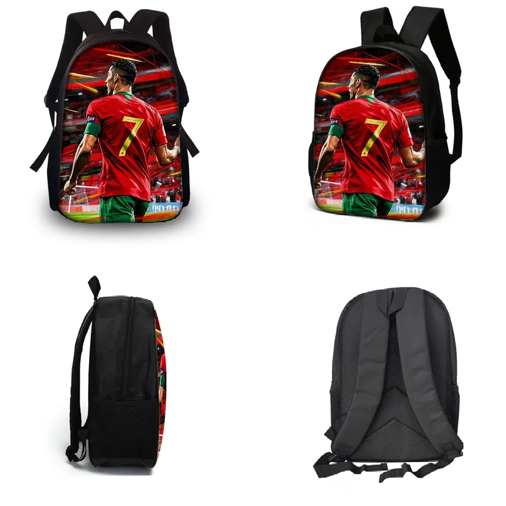 sac dos polyester noir motif joueur football maillot rouge numéro 7 format rectangulaire poignées souple usage voyage