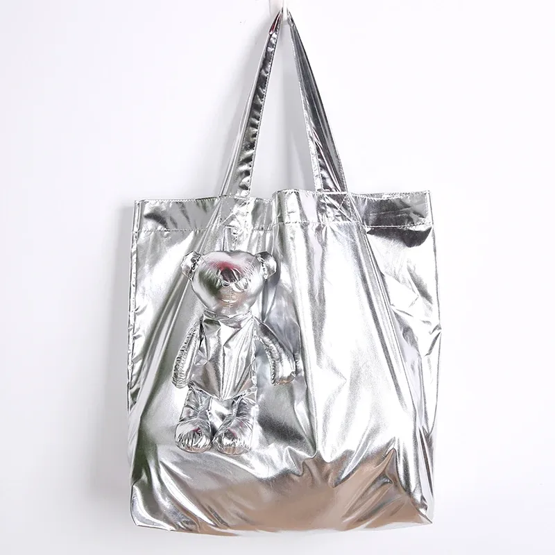 sac fourre-tout imperméable en coton enduit d'argent eco, rembourrage en coton, sac de courses réutilisable de haute qualité, grande capacité