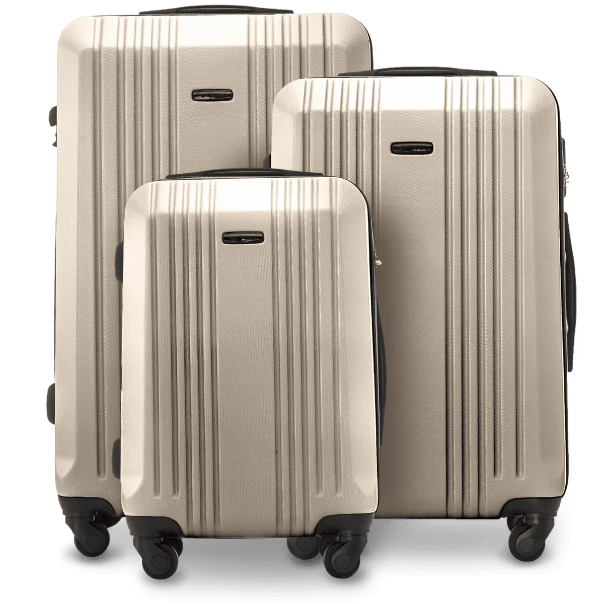ensemble de 3 valises rigides xl 20 ", 24 ", 28 " (75x47x28 cm/66x42x24 cm) et valise cabine 55x35x22 cm kestrel abs+, avec poignée télescopique réglable et 4 roues pivotantes à 360°. ° serrure à code, bagage à main rose doré/champagne/jaune/bleu marine/noir