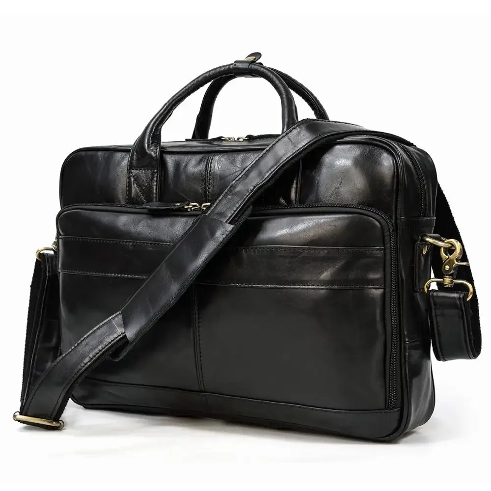 sac à main pour ordinateur portable de style rétro, en cuir véritable, sac décontracté de 15,6 pouces, sac d'affaires pour le travail quotidien, sac fourre-tout pour hommes, sac pour documents.