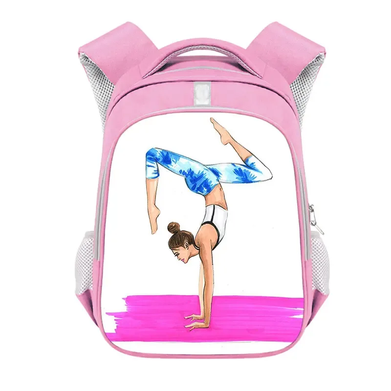 sac à dos imprimé de gymnastique rythmique pour filles, sac d'école de 13 à 16 pouces, sac de rangement de voyage de grande capacité, sac à dos d'athlète de danse