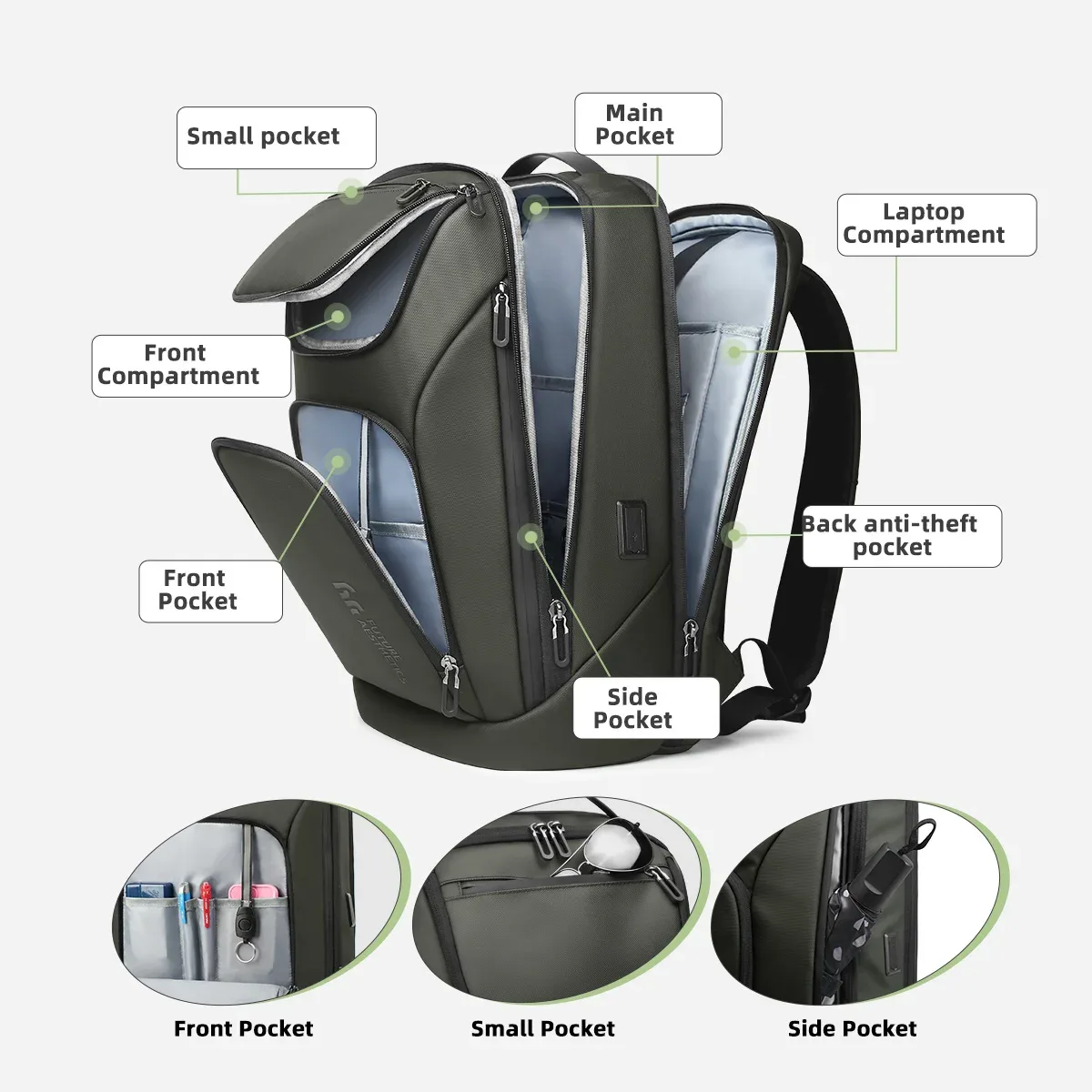 heroic knight-sac à dos étanche pour ordinateur portable d'affaires, grande capacité, multi-usage, travail, sac lancé au bureau, port usb pour touristes, 17.3 pouces