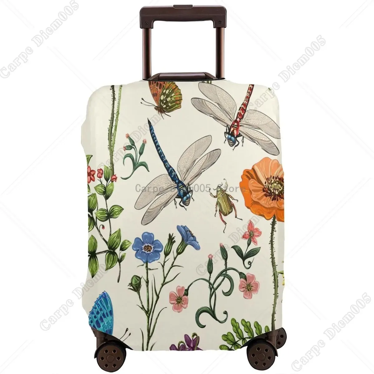 juste de valise florale libellules, d343-verde, housse de protection pour bagages, bagages de voyage, housses de bagages d'aéroport, convient à 18 "-32"
