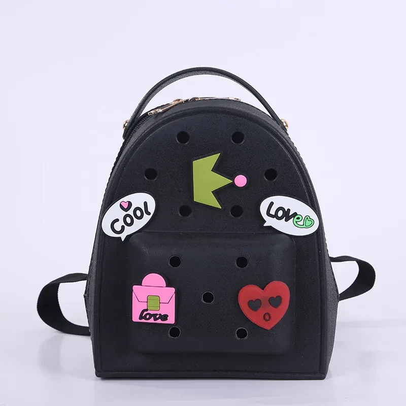 sac à bandoulière en gelée couleur bonbon pour filles, sac de voyage, sac de shopping décontracté, sac à dos créatif pour enfants, sac à dos diy à trous pour dessins animés