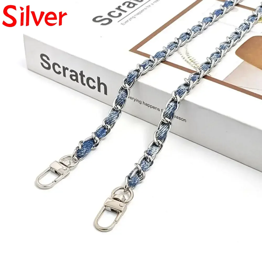 120cm sac breloques chaîne métal aluminium sac chaîne tressé denim sac à bandoulière sangle de remplacement épaule sac à main bricolage sangles 