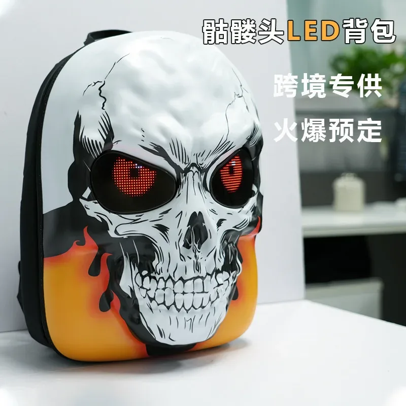 sac à dos led 3d à coque rigide pour moto avec yeux programmables, contrôle par application, étanche, sac à dos de motard pour les voyages et la conduite