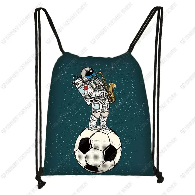 sac dos toile ballon football enflammé licorne colorée feuille orange fond bleu violet gris garçons voyage