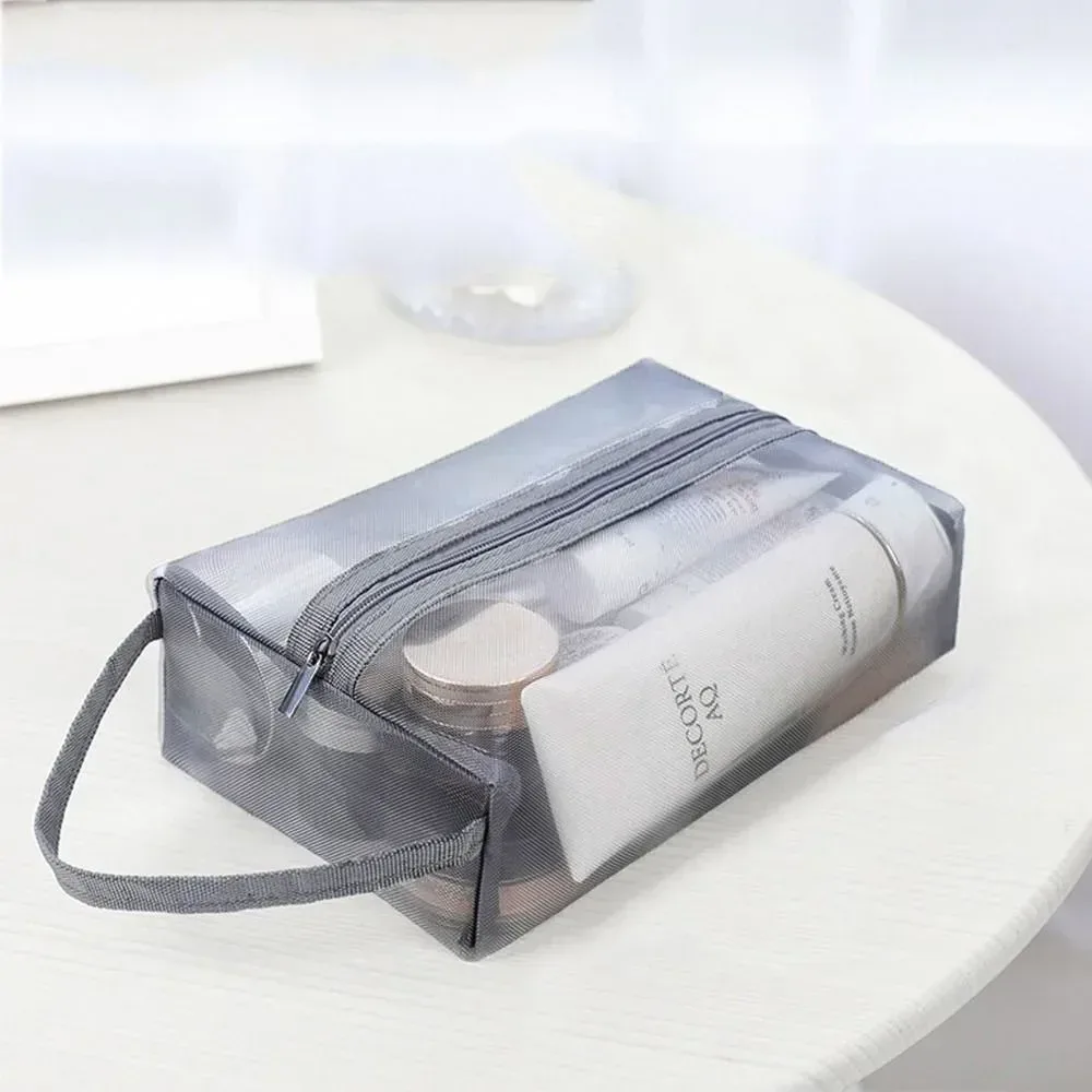 trousse de toilette en maille, sac de lavage de voyage, sac de maquillage à fermeture éclair de grande capacité, sac de rangement de soins de la peau, sac de cosmétiques pour femmes, sac de rangement coréen