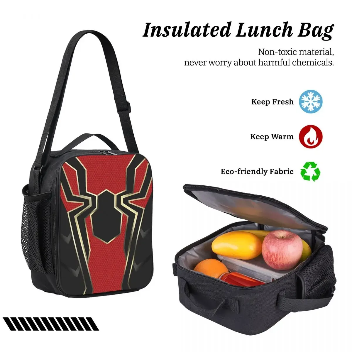 iron spider – sac à dos pour étudiants, garçons et filles, cartable d'école, sacs à bandoulière pour ordinateur, sac à déjeuner isolé 3ps, trousse à crayons