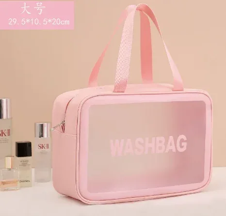 grande capacité, sac cosmétique transparent en pvc imperméable, sac de voyage portable pour le rangement des maquillages, sac à main en cuir pu, organisateur de toilette.