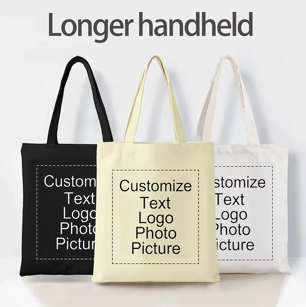 sacs en toile personnalisés avec logo, cadeau pour demoiselles d'honneur, mariée, étudiants, grand sac de shopping pour femmes, sac de voyage réutilisable, sacs à main
