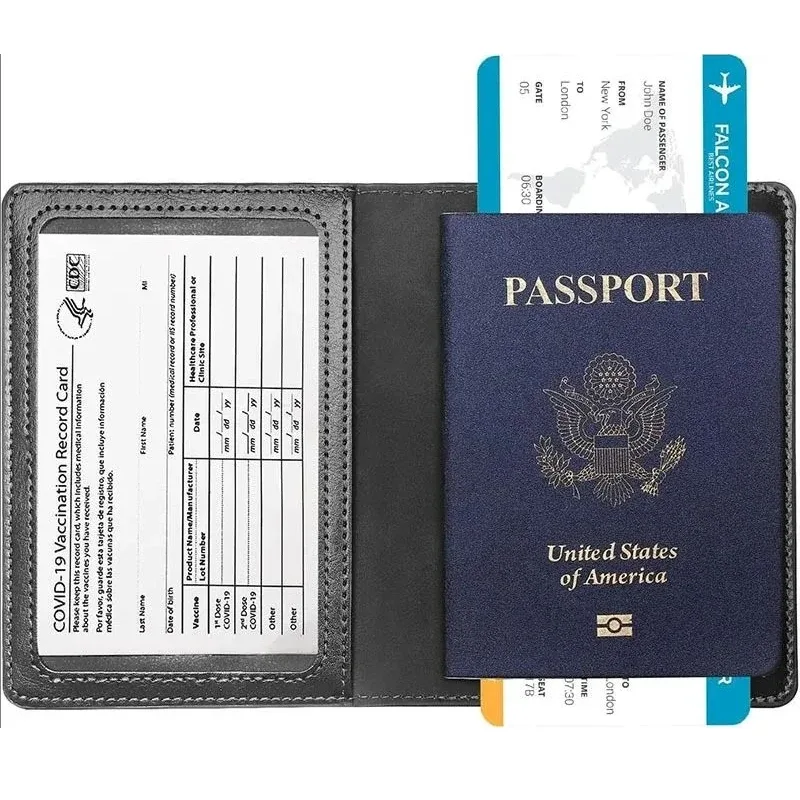 porte-passeport en cuir pu à motif gaufré, étui de protection fin pour documents, pour hommes et femmes, pour la vie quotidienne ou les voyages