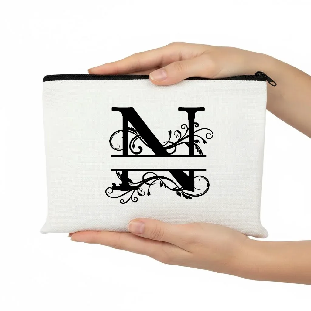 1pc trousse de maquillage personnalisable avec monogramme - pochette de voyage légère, pliable et durable avec fermeture éclair et impression de lettres personnalisées