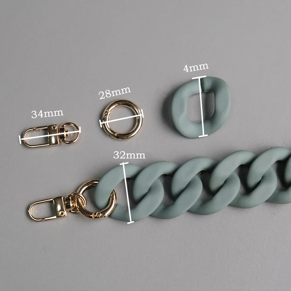 chaîne silicone maillons entrelacés boucles dorées accessoire voyage sangle remplacement noir blanc marron rose pâle gris vert