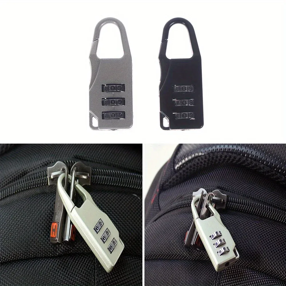 Lot de 5 mini cadenas de voyage en alliage d'aluminium, ensemble de serrures à bagages avec code à combinaison réinitialisable à 3 chiffres pour valises et sacs