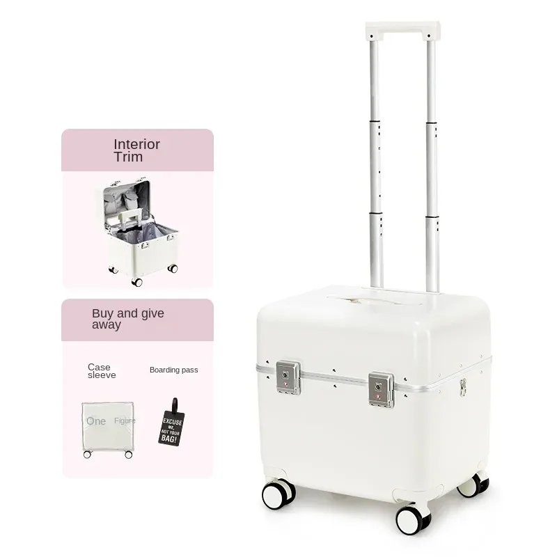 bagage 20 pouces cadre en aluminium valise à main femme avec compartiment porte-cabine d'embarquement valise à roulettes légère