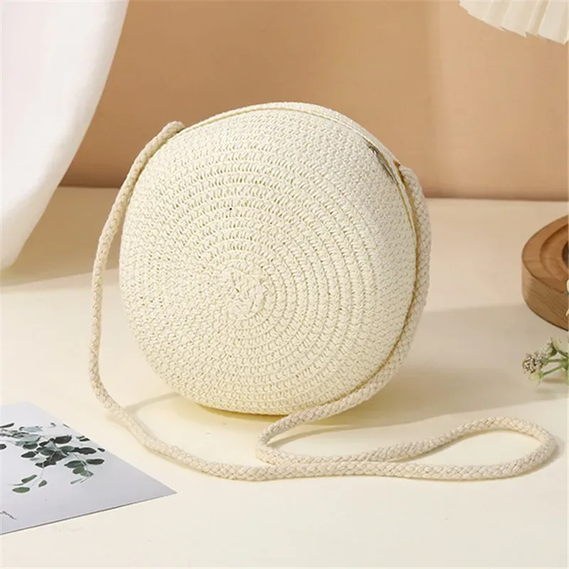 sac à bandoulière tissé à la main en paille pour femmes, sac à main à bandoulière de couleur unie avec fermeture à serrure