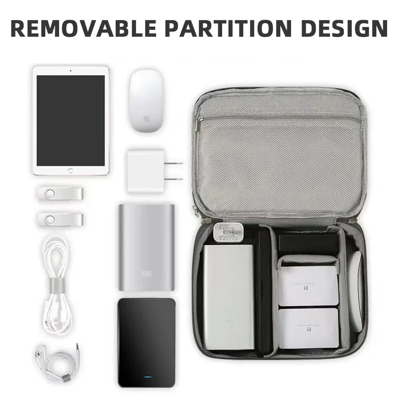 sac de rangement numérique portable de voyage double couche, câble de données, câble de chargement d'alimentation mobile, accessoires, boîte de rangement multifonction