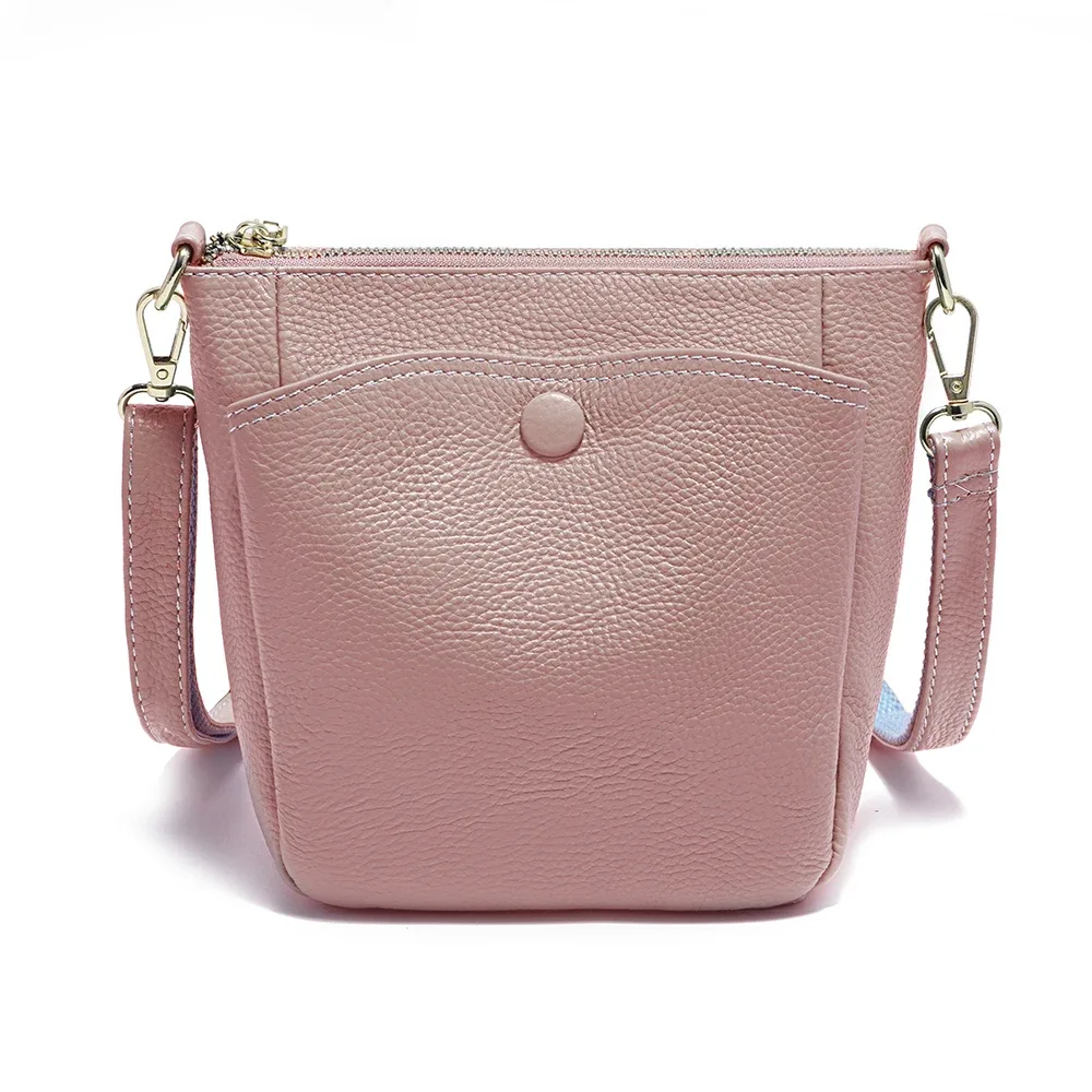 zency laides – petit sac à main en cuir véritable souple pour femmes, sac à bandoulière décontracté, sac seau simple pour téléphone, sacs à main pour femmes, sac gris