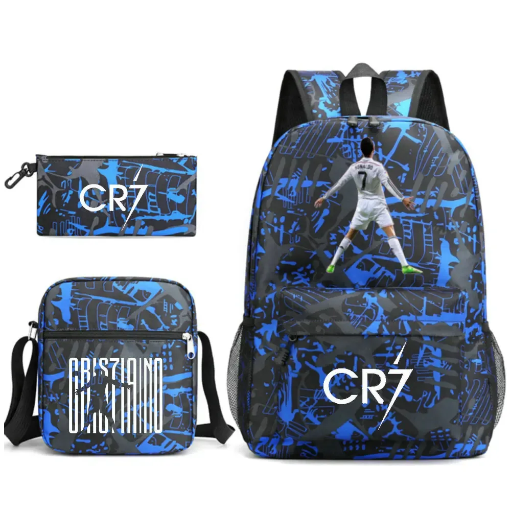 sacs à dos de voyage et d'extérieur imprimés cr7 pour femmes et filles, avec sacs à déjeuner, légers, pour adolescents, sac à dos pour ordinateur portable