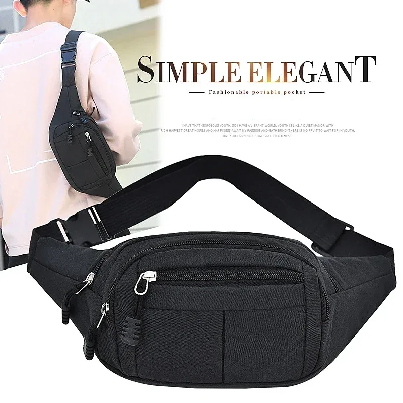 sac de poitrine étanche pour hommes, sac de sport de plein air, pochette en toile, sac de taille de style coréen, pochette banane à bandoulière