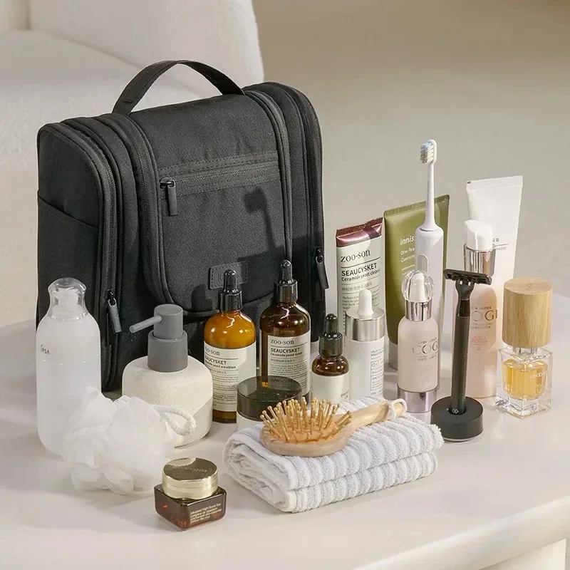grande trousse de toilette suspendue multi-poches avec crochet, organiseur de maquillage élégant pour femmes et hommes, trousse de toilette de voyage, cadeau de noël