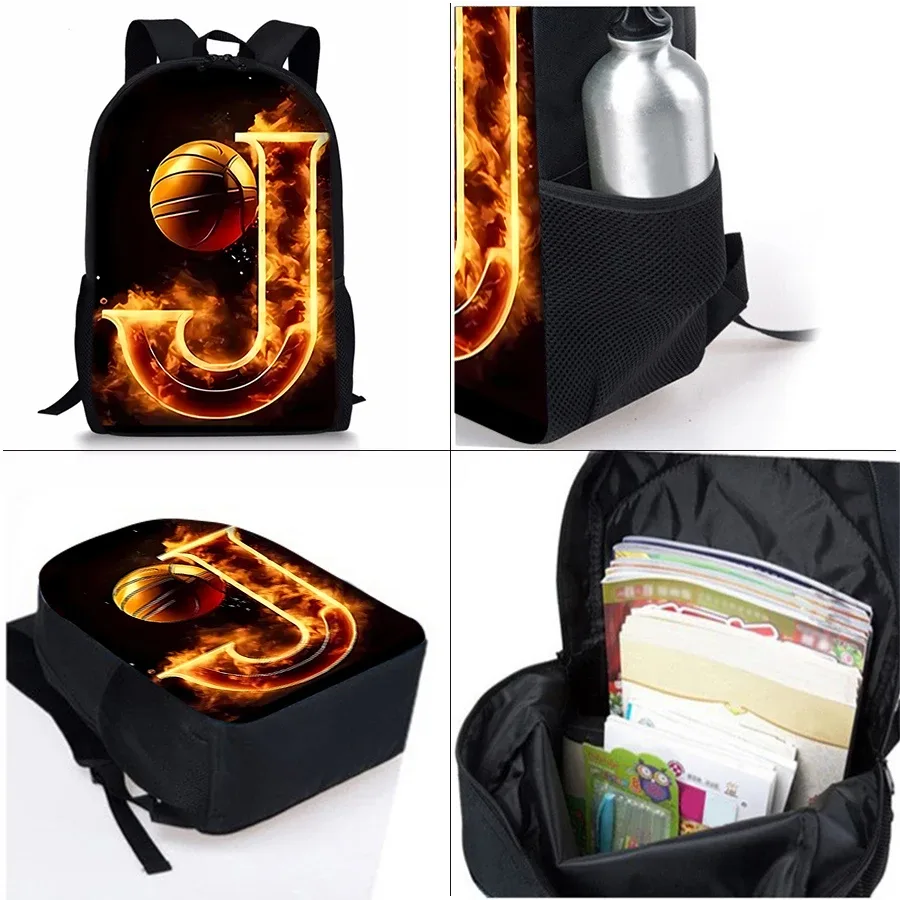 sac à dos de basket-ball numéro j, ensemble de trois pièces, pour garçons et filles, meilleurs cadeaux, sac à dos scolaire dessin animé 2d pour enfants