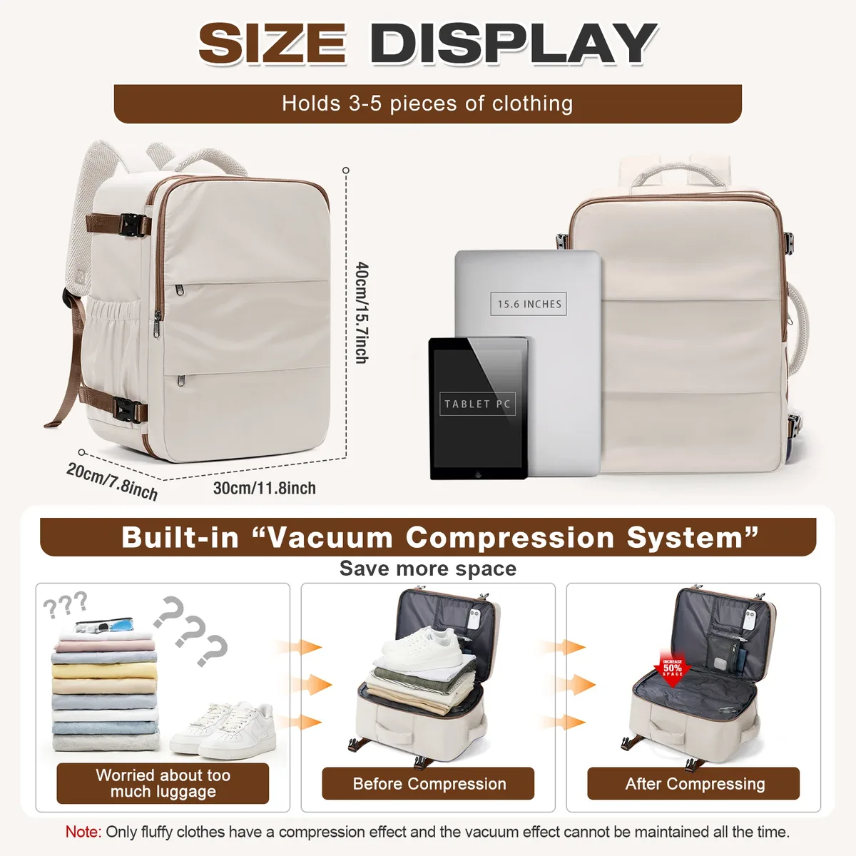 sac à dos de voyage pour femmes, sac à dos sous vide avec pompe manuelle, bagage à main ryanair 40x30x20, sacs pour hommes, grand sac de travail pour ordinateur portable