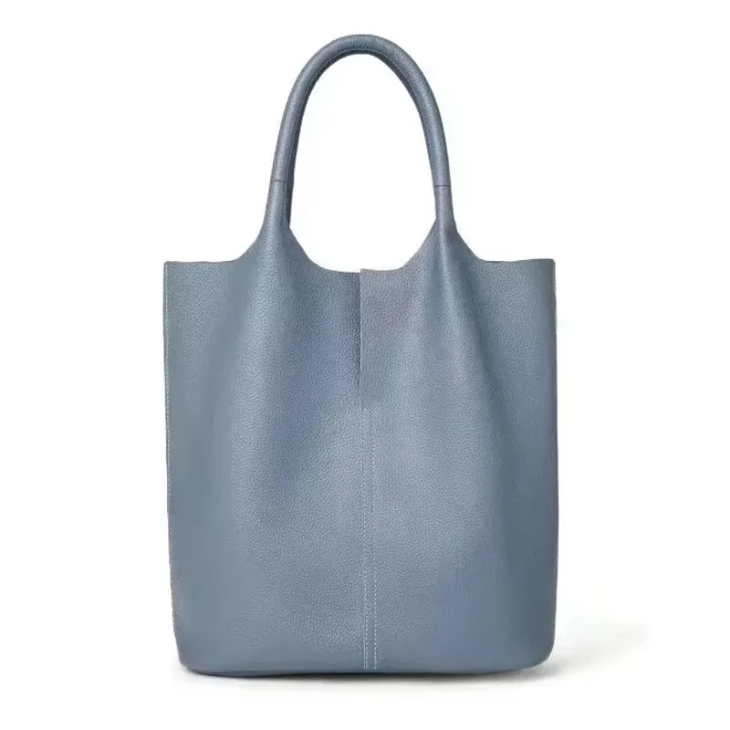 sac à main en cuir véritable pour femmes, fourre-tout de banlieue en cuir de vache souple, fourre-tout à bandoulière, grand sac seau de luxe de styliste