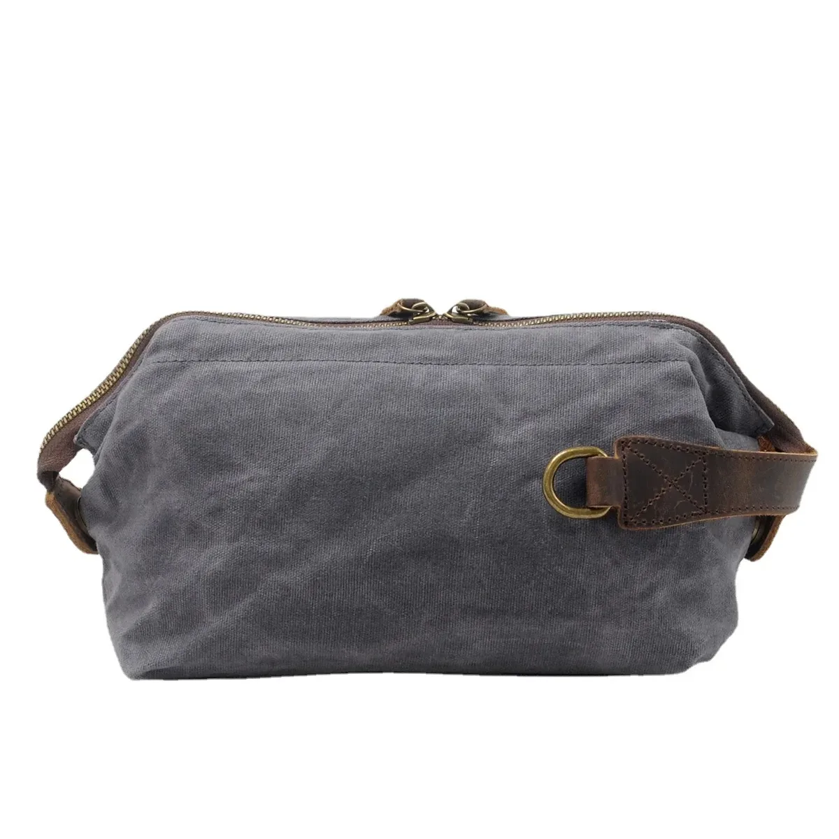 trousse de toilette en toile et cuir pour homme, trousse de toilette résistante à l'eau, pour le voyage, grande capacité, fonctionnelle