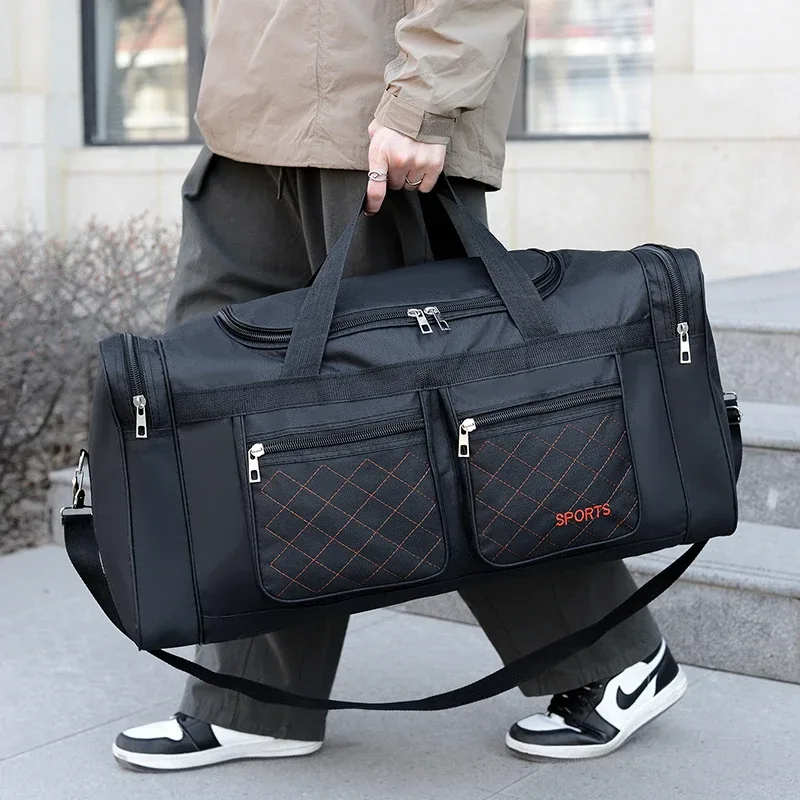 sac polochon de voyage en nylon pour homme, sac à main de grande capacité, bagage de transport extérieur portable, sac de sport pratique pour le week-end masculin, questionpratique