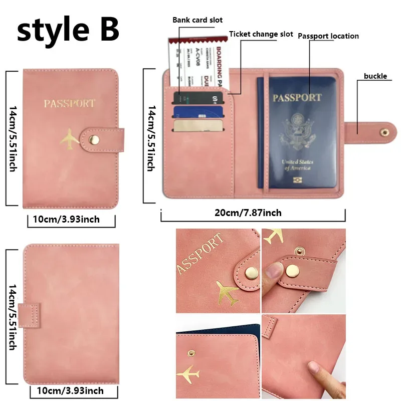 porte-passeport en cuir pu imprimé avion pour hommes et femmes avec poche zippée et emplacement pour carte sim, portefeuille pour documents de voyage