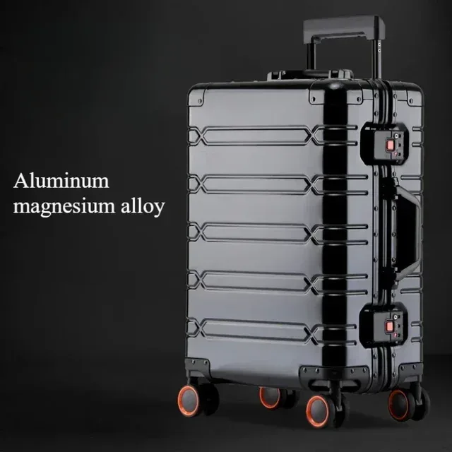 valise à roulettes de grande capacité, sac de voyage en alliage d'aluminium et de magnésium, bagages roulants d'affaires