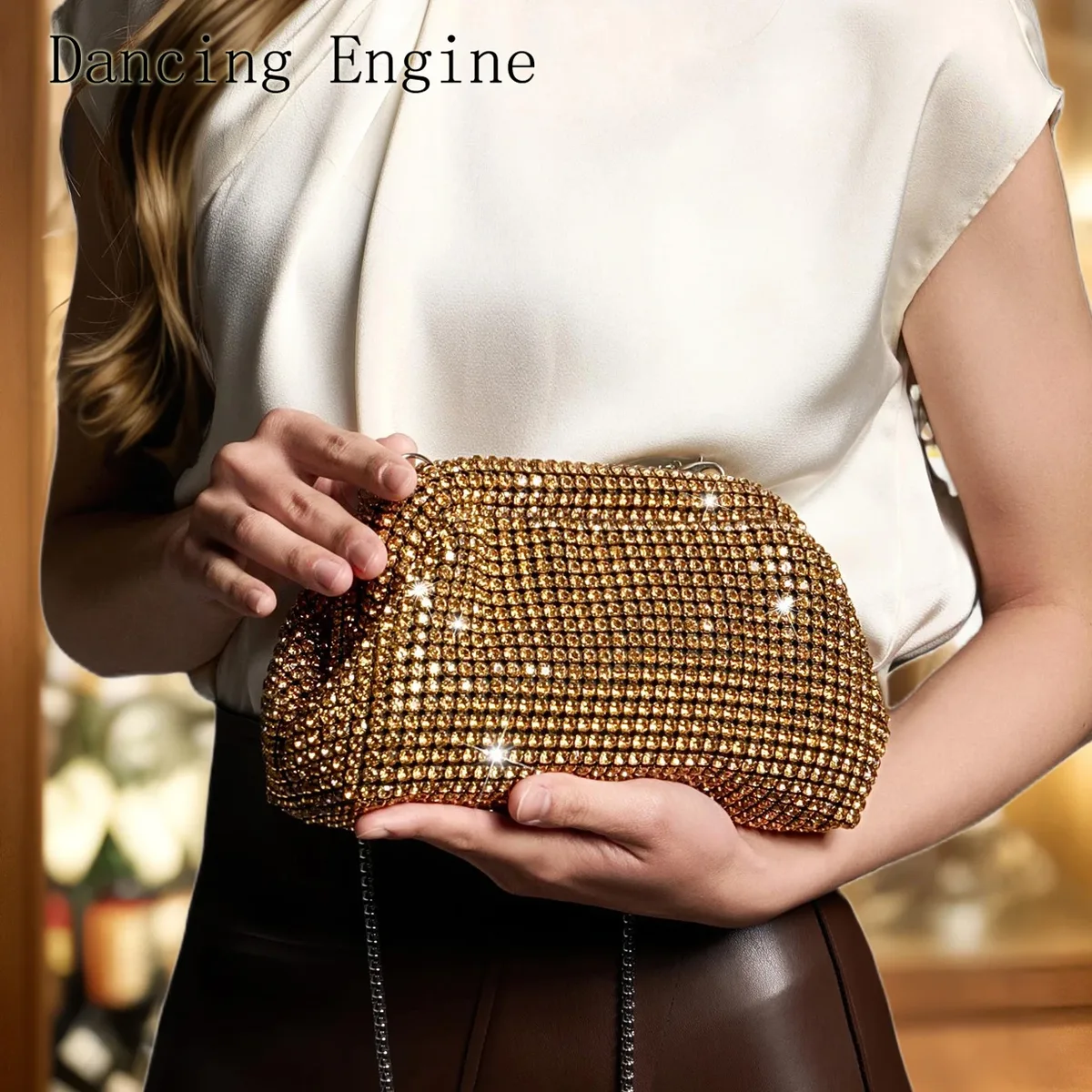 pochette de luxe en strass pour femmes, sac à poignée, sac à bandoulière, sac de soirée, sac de banquet