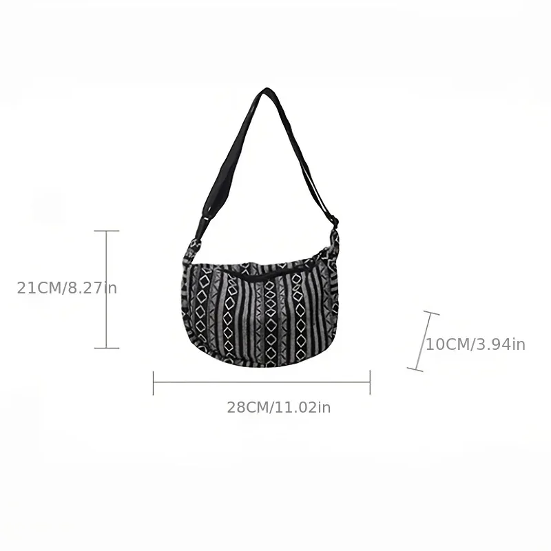 sac à bandoulière de style tribal, bandoulière pliable avec fermeture à glissière, motif rayé, thème drapeau, bord lavable à la main, doublure peinte