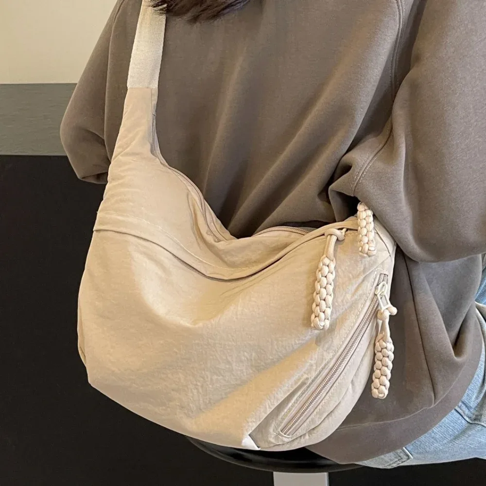 sacs à bandoulière en toile, nouvelle mode coréenne simplifiée, sac hobos de sport de grande capacité, sac de boulettes de couleur unie