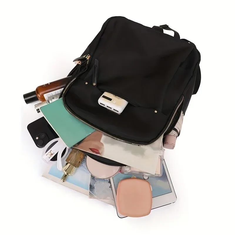 sac à dos en nylon rose pour femmes, grande capacité, imperméable, sac d'école de voyage pour adolescentes, sac à dos tendance pour ordinateur portable avec port usb