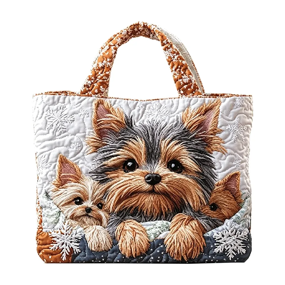 sac à main matelassé pour femme, motif chien yorkshire terrier amusant, sac à bandoulière décontracté pour le shopping quotidien